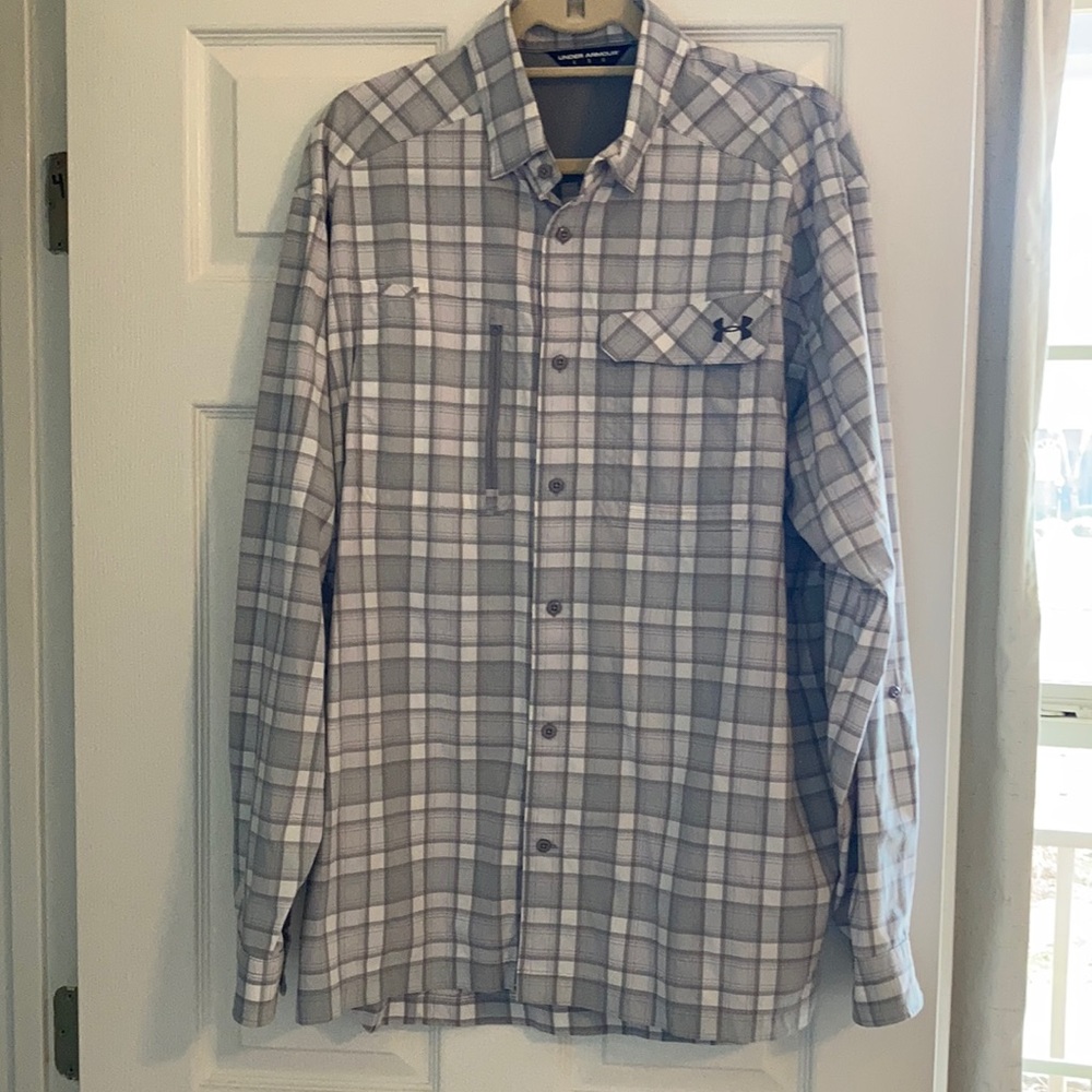Under Armour men’s cooling button down plaid shirt XL